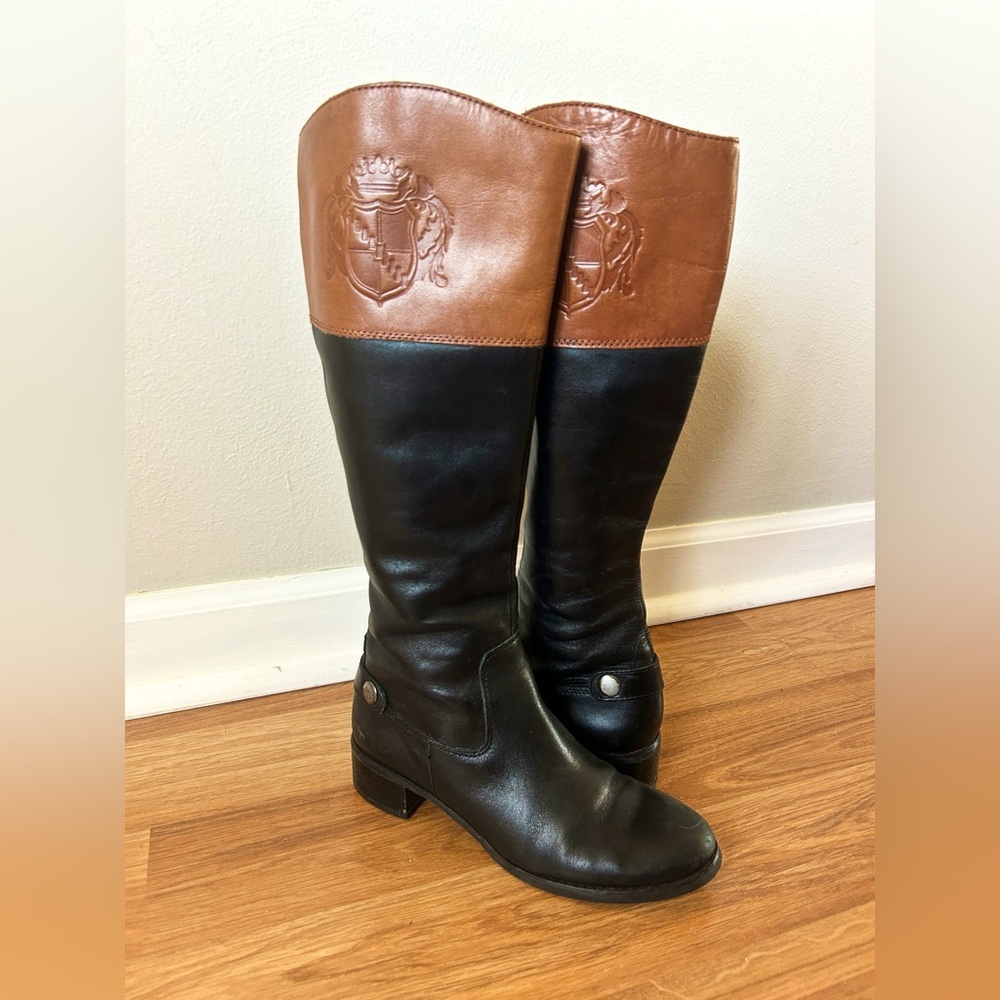Franco Sarto Black & Brown Riding Boots – Size 6.5